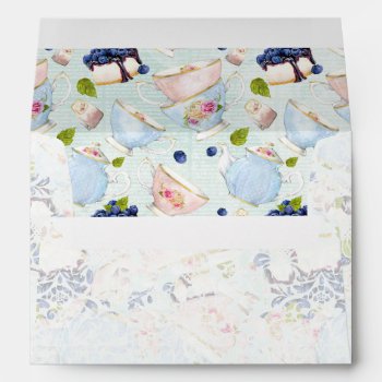 Tea Party Roses Teacups Teapot Envelope by HydrangeaBlue at Zazzle