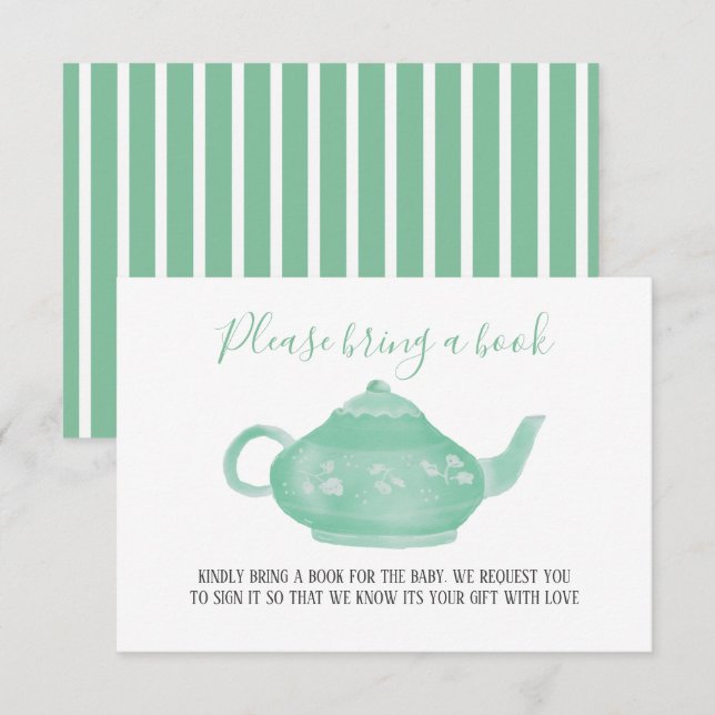 Tea Party Shabby Chic Baby Shower | Bring A Book Invitation (Front/Back)