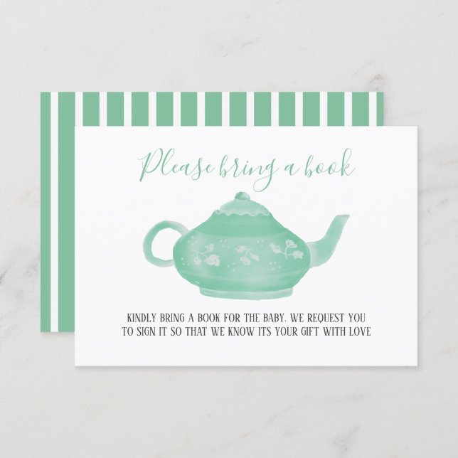 Tea Party Shabby Chic Baby Shower | Bring A Book Invitation (Front/Back)