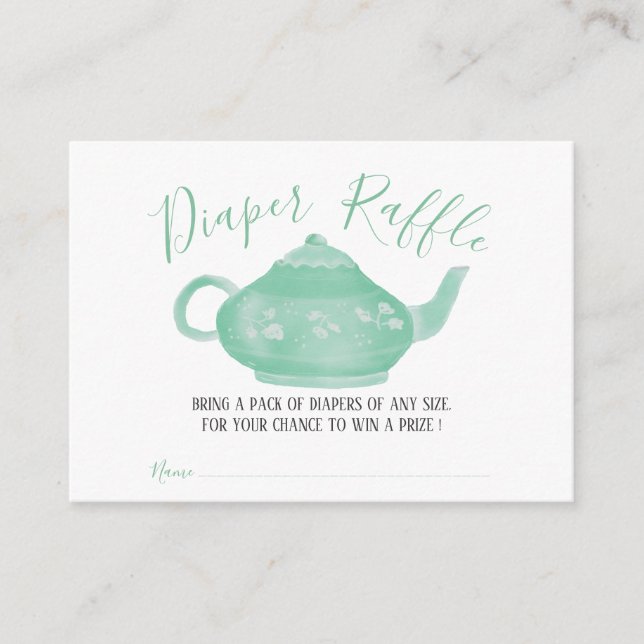 Tea Party Shabby Chic Baby Shower | Diaper Raffle Enclosure Card (Front)