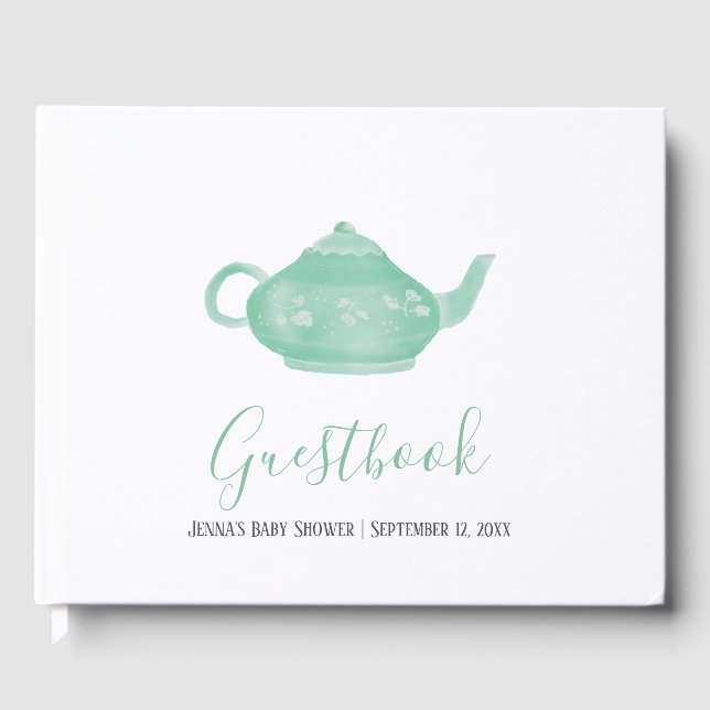 Tea Party Shabby Chic Baby Shower Guest Book (Front)