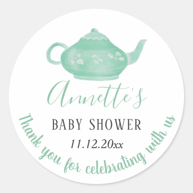 Tea Party Shabby Chic Baby Shower | Thank You Classic Round Sticker (Front)