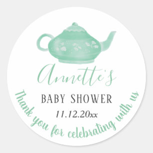 Tea Party Shabby Chic Baby Shower Thank You Classic Round Sticker