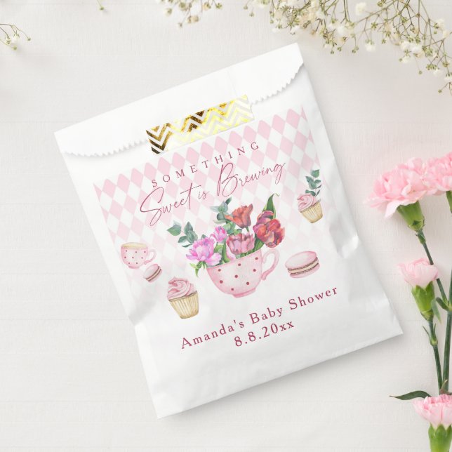 Tea Party Something Sweet is Brewing Baby shower Favor Bag (Sealed)