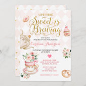  Tea Party Something Sweet is Brewing Baby Shower Invitation (Front/Back)
