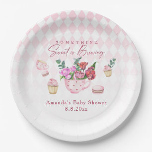 Tea Party Something Sweet is Brewing Baby shower Paper Plates