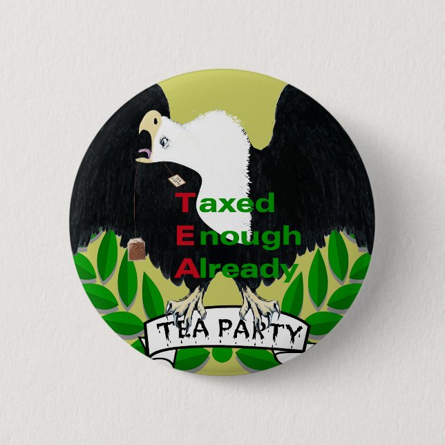 TEA Party Supplies Pinback Button (Front)