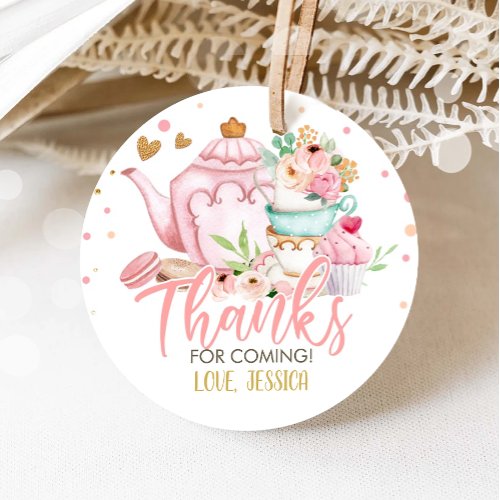 Tea Party Tea for Two Pink Floral Brewing Shower Favor Tags