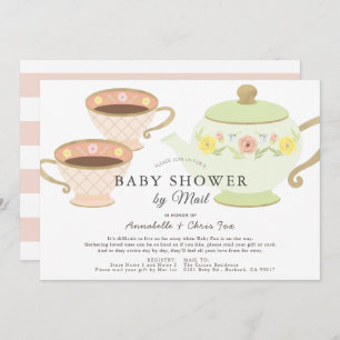 Tea Party Tea Pot & Cups Baby Shower by Mail Invitation