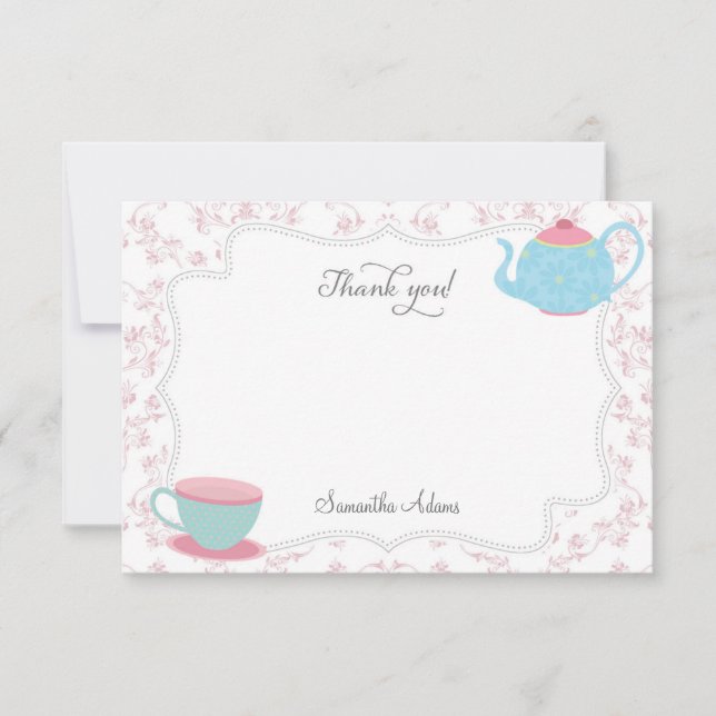 Tea Party Thank You Card (Pink) (Front)