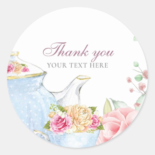 Tea Party Thank you Classic Round Sticker