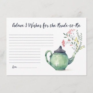 Tea Party Theme Advice and Well Wishes Bride to Be Enclosure Card