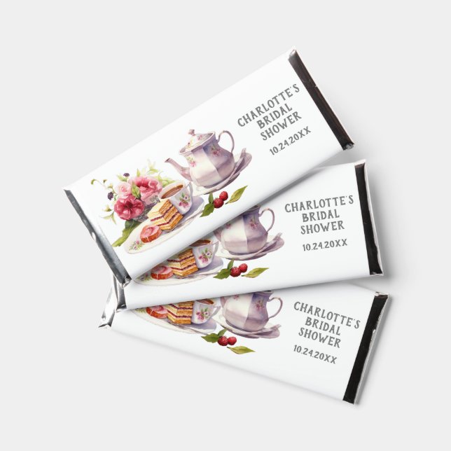 Tea Party Theme Bridal Shower Hershey Bar Favors (Front)