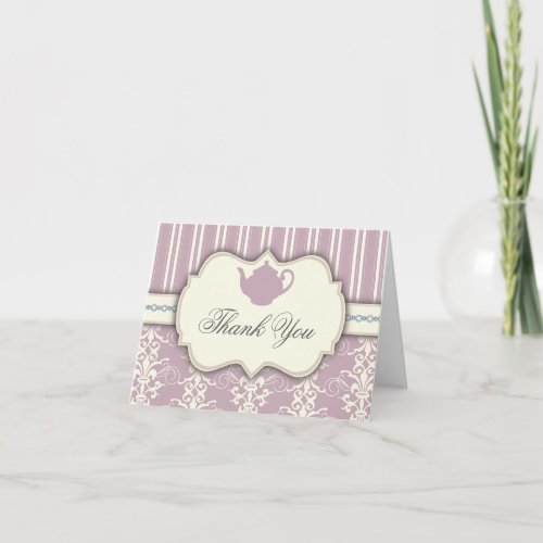 Tea Party Vintage Damask Thank You Card