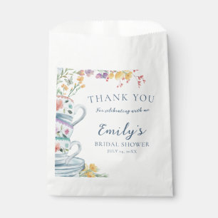 Tea Party Watercolor Floral Bridal Shower Favor Bag