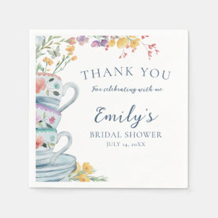 Tea Party Watercolor Floral Bridal Shower Napkins