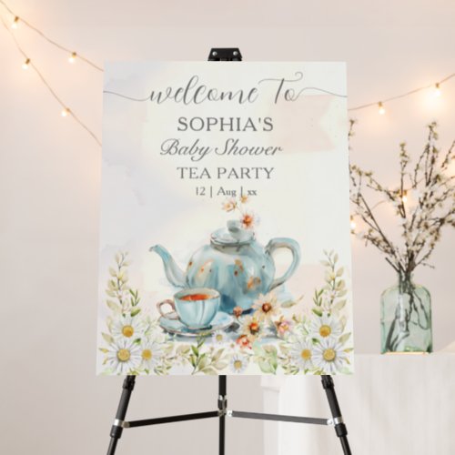 Tea Party Watercolor Teapot Boy Baby Shower Foam Board