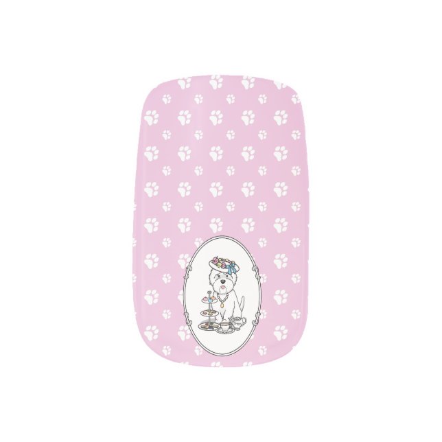 Tea Party Westie Dog West Highland White Terrier Minx Nail Art (Right Thumb)