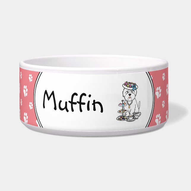 Tea Party Westie - West Highland White Terrier Bowl (Front)