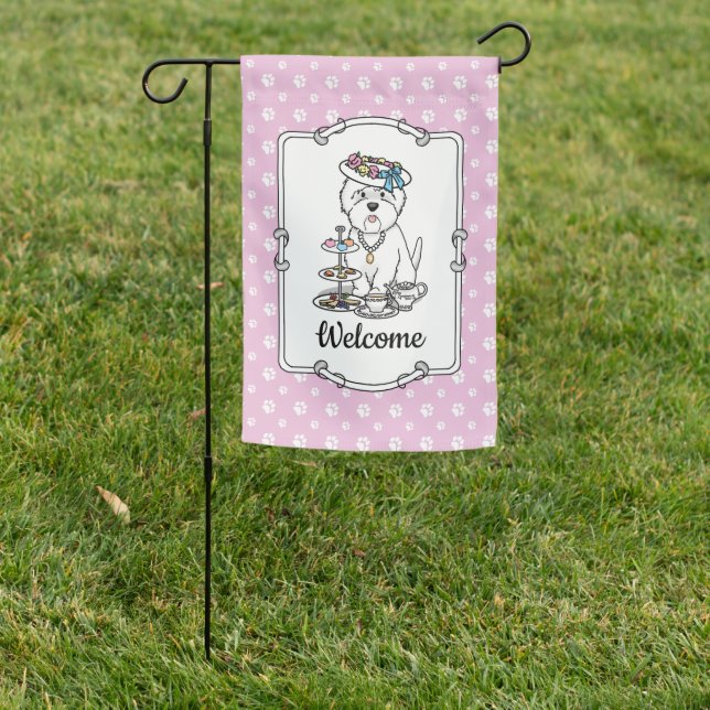 Tea Party Westie West Highland White Terrier Cute Garden Flag (In SItu)