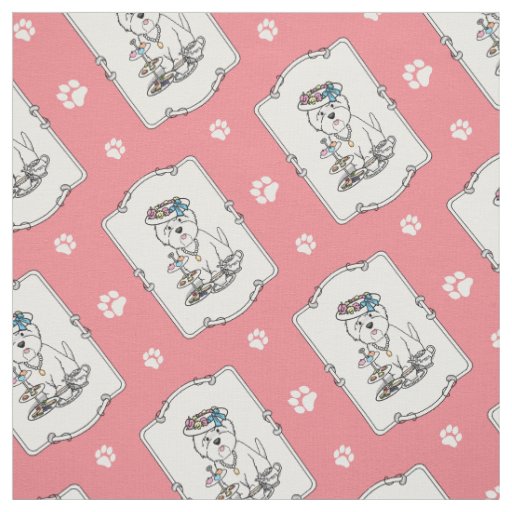 Tea Party Westie - West Highland White Terrier Fabric