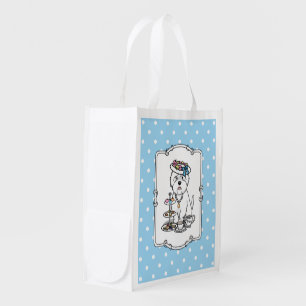 Tea Party Westie - West Highland White Terrier Grocery Bag