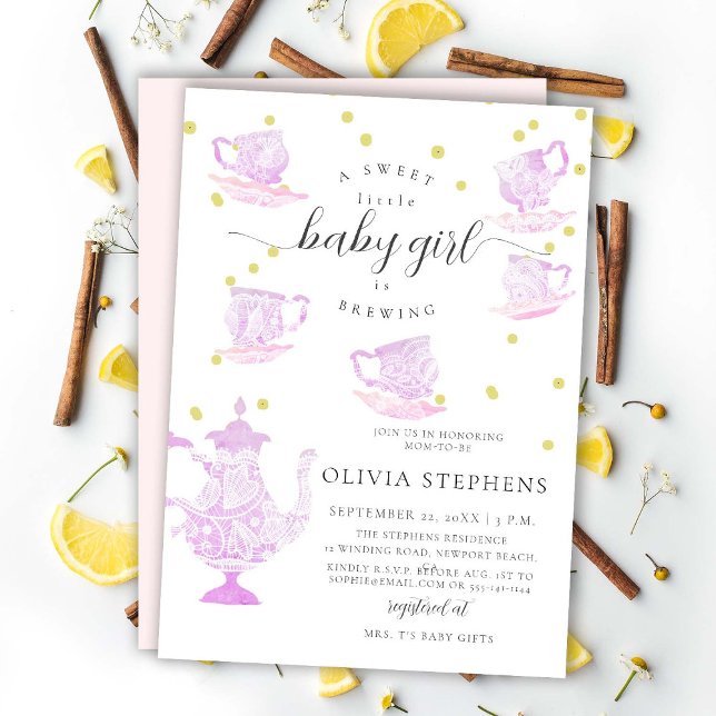 Tea Party Whimsical Pink Boho Lace Girl Shower Invitation (Creator Uploaded)