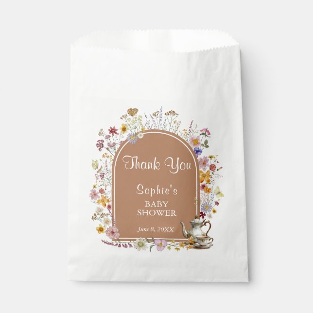 Tea Party Wildflower Baby In Bloom Baby Shower Favor Bag (Front)