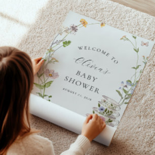Tea Party Wildflower Baby Shower Welcome Poster