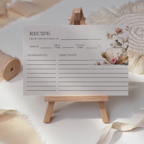 Tea Party Wildflower Bridal Shower Recipe Card