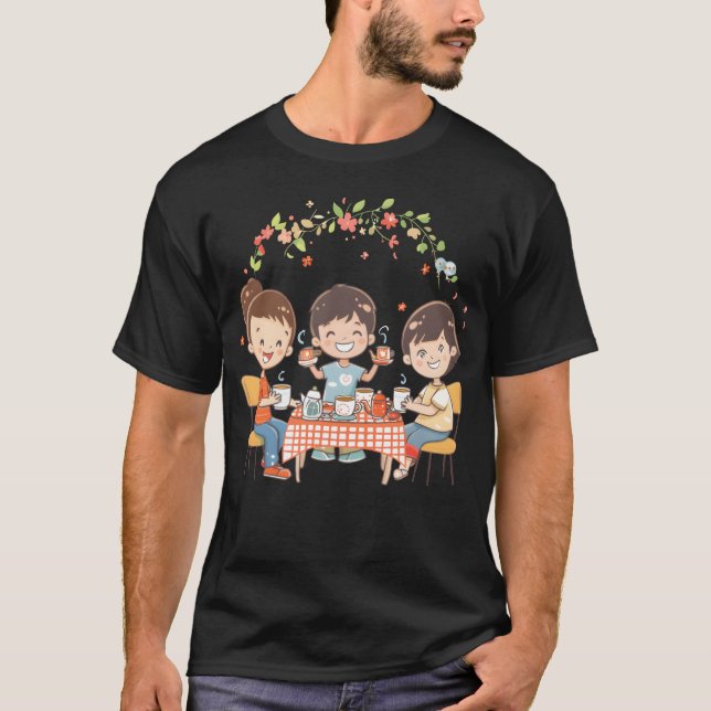 Tea Party with Friendsee funny T-Shirt (Front)