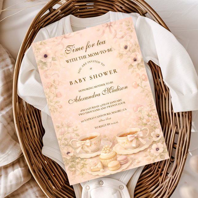 Tea Party With Mom-to-Be Baby Shower Invitation (Creator Uploaded)