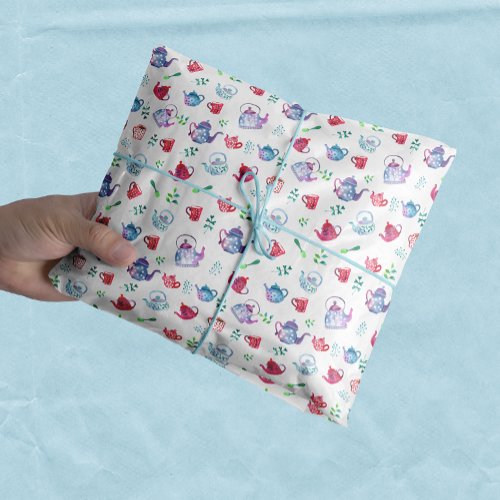 Tea Party Wonderland Watercolor Pastel Pattern Tissue Paper