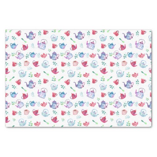 Tea Party Wonderland Watercolor Pastel Pattern Tissue Paper