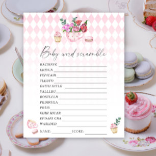 Tea party - Word scramble baby shower game