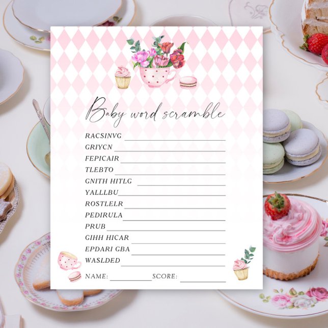 Tea party - Word scramble baby shower game (Creator Uploaded)