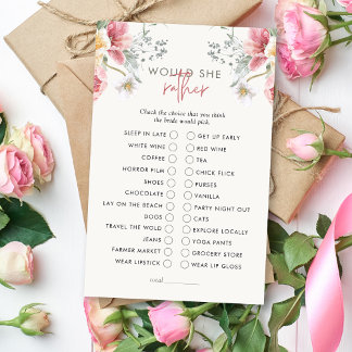 Tea Party Would She Rather Bridal Shower Game