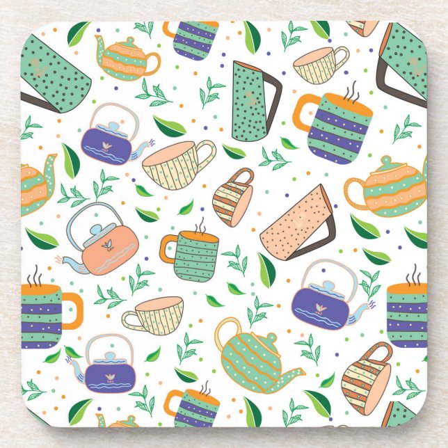 tea pattern beverage coaster (Front)