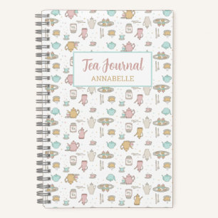 Tea Pattern Feminine Notebook Diary Journal