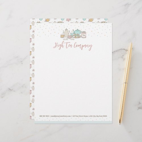 Tea Pattern High Tea Party Set Letterhead