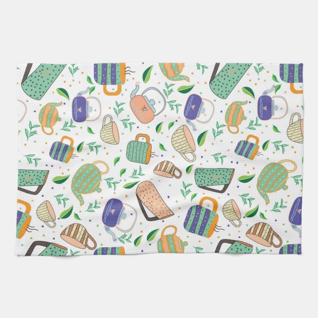 tea pattern kitchen towel (Horizontal)