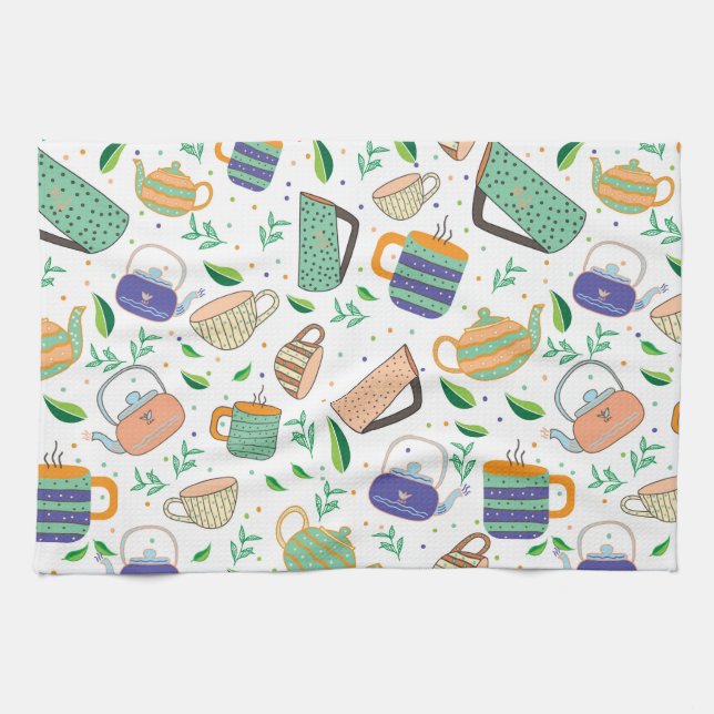 tea pattern kitchen towel (Horizontal)