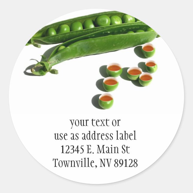 Tea Peas - Peas in a Pod with Tea Pea Cups Classic Round Sticker (Front)