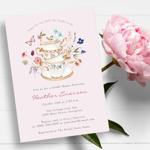 Tea Pink Bridal Shower Invitation