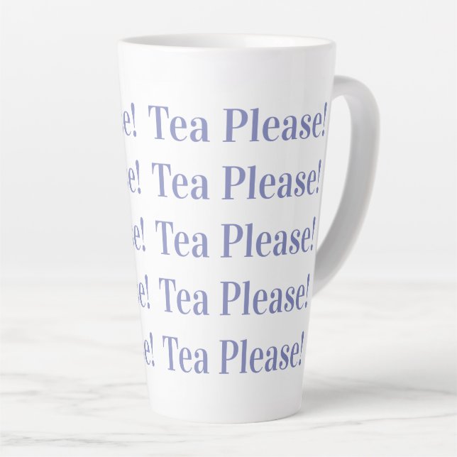 Tea Please | Modern Periwinkle Typography Latte Mug (Right Angle)