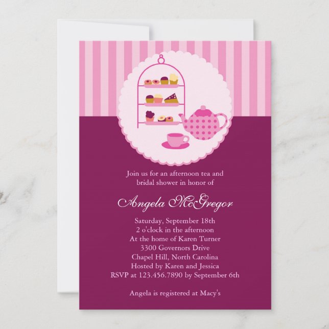 Tea Pot and Pastries Bridal Shower Invitation (Front)