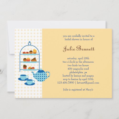 Tea Pot and Pastries Bridal Shower Invitation