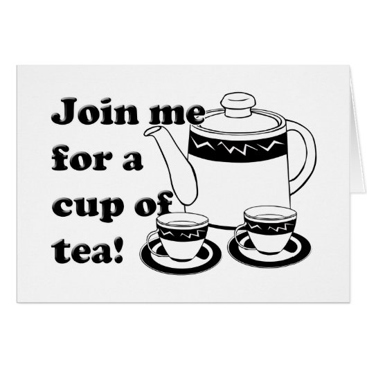 Tea Pot and Tea Cups For Hot Tea Month Cards (Front Horizontal)