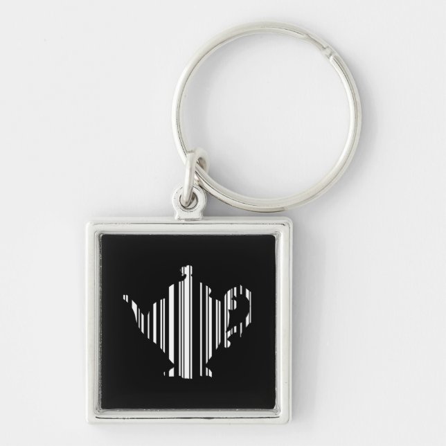 TEA POT BAR CODE Teapot Barcode Pattern Design Keychain (Front)