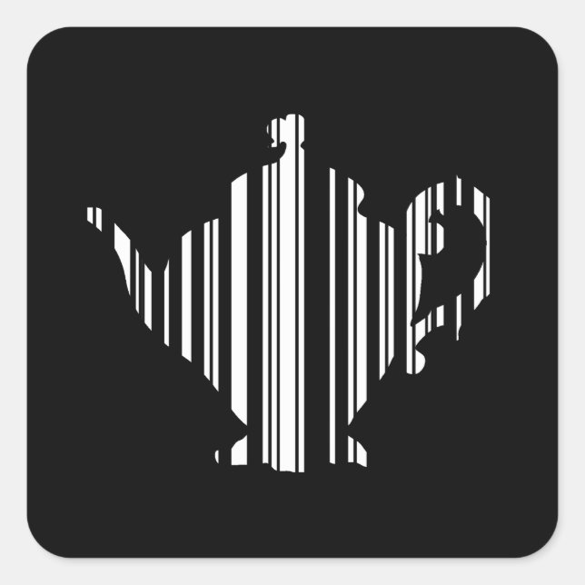 TEA POT BAR CODE Teapot Barcode Pattern Design Square Sticker (Front)